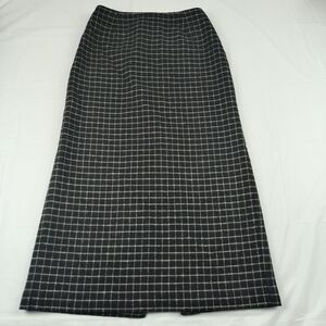 Size 2p Nine & Co Black & White Check Plaid Straight Skirt Zip Slit Fleece Warm